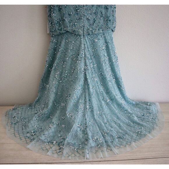 Aidan Mattox MD1E207198 Women's Sz 4 Mint Boatneck Beaded Fit-&-Flare Dress $450 - Picture 10 of 12